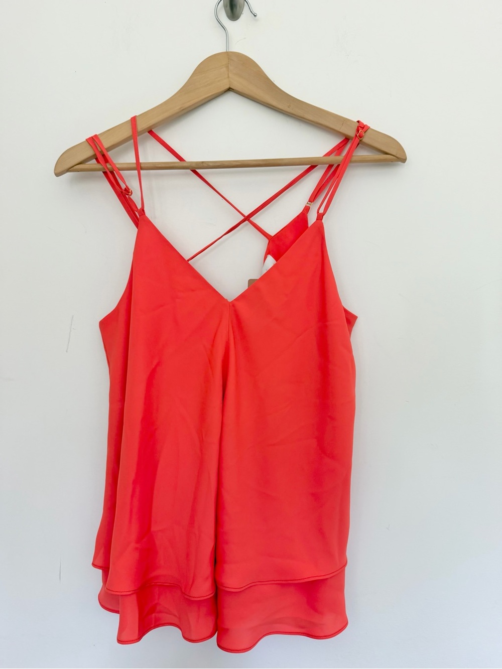 NWT Amanda Uprichard Women's Coral Orange Layered Strappy Cami Top Small